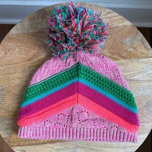 Mim-Pi Color Block Ball Top Beanie Hat girls sz: 9-12Y